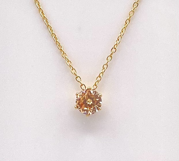 Collier acier doré strass champagne