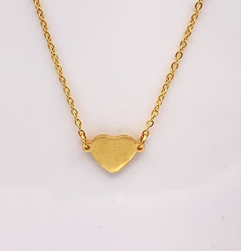 Collier acier doré coeur