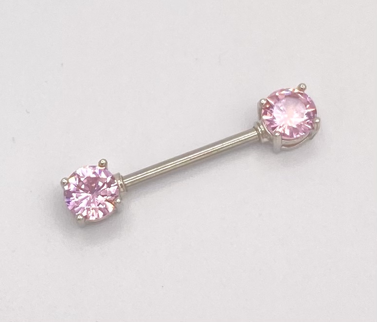 Piercing téton strass rose rond