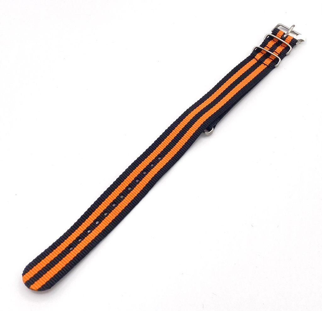 Bracelet nato noir rayures oranges