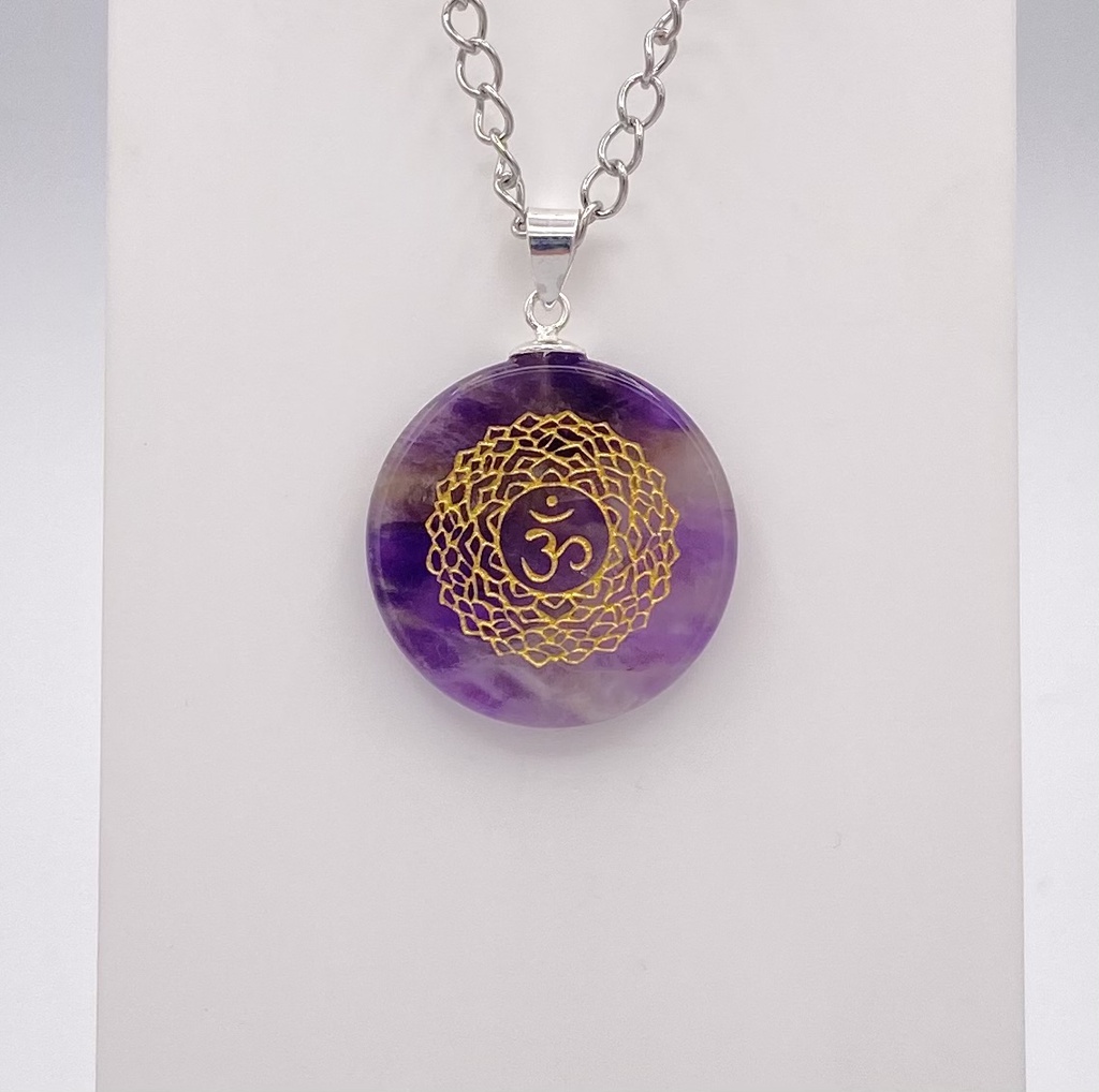 Pendentif chakra couronne améthyste