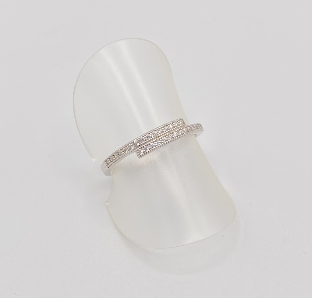 Bague argent deux rangées de strass pincées