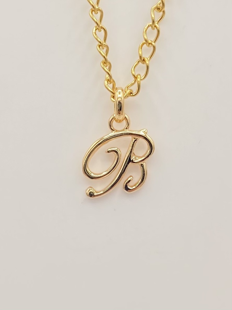 Pendentif B manuscrit plaqué or