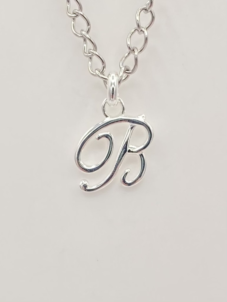 Pendentif B manuscrit argent