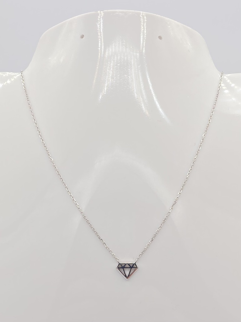 Collier dessin diamant argent