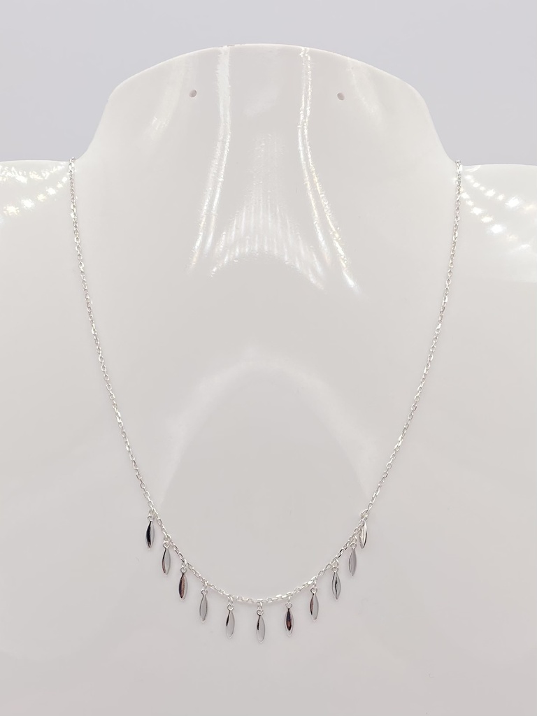 Collier pampilles en amandes - feuilles argent