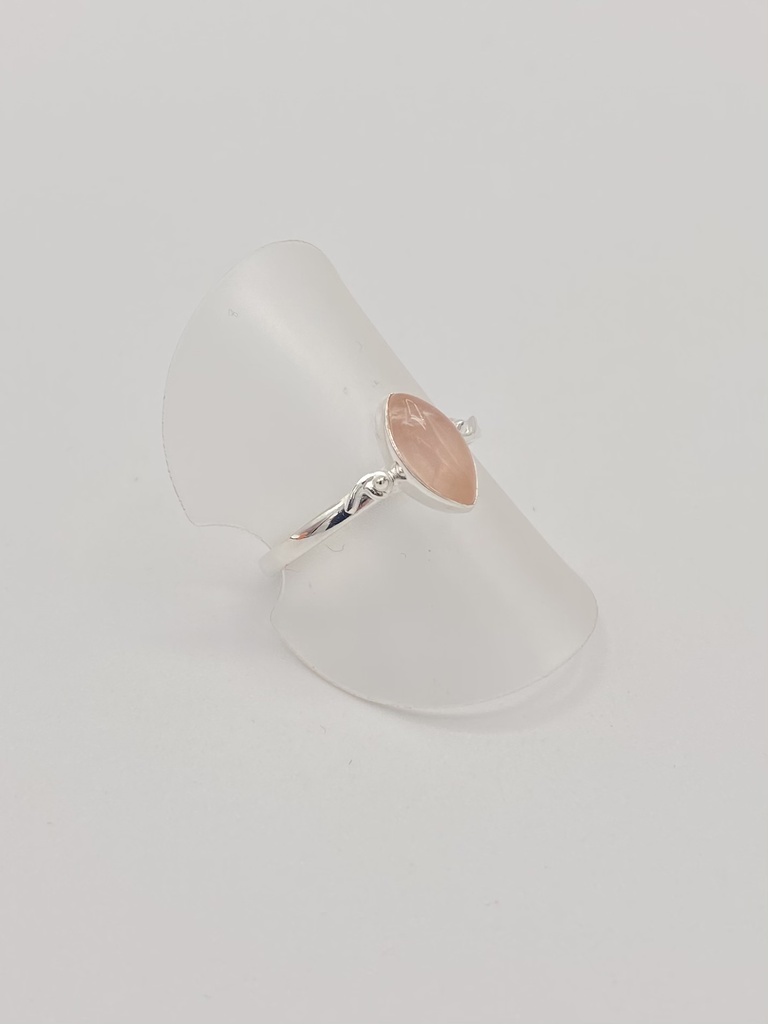 Bague argent quartz rose allongée 10mm