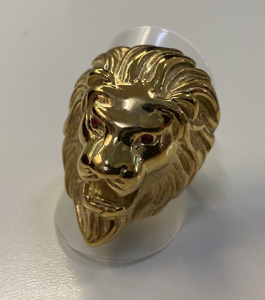 Bague lion doré acier