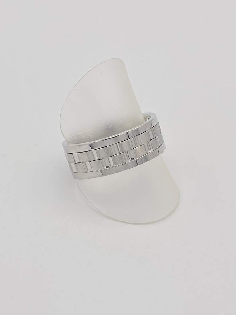 Bague acier anti-stress double anneau cranté