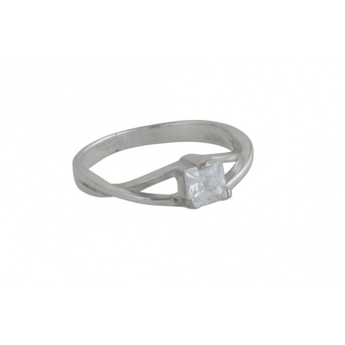 Bague argent oxyde de zirconium carré et ajourée