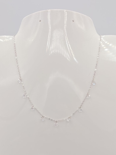 Collier 9 pampilles oxydes de zirconium argent