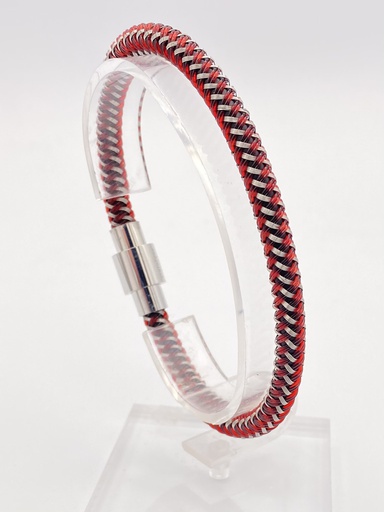 Bracelet acier et caoutchouc rouge