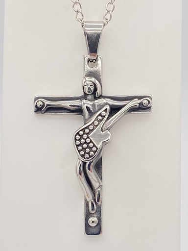 Pendentif croix Johnny acier