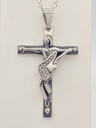 Pendentif croix Johnny strass blancs acier