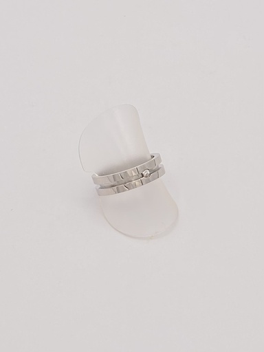 Bague acier rainure et strass