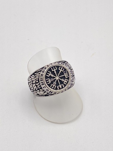 Bague acier boussole viking