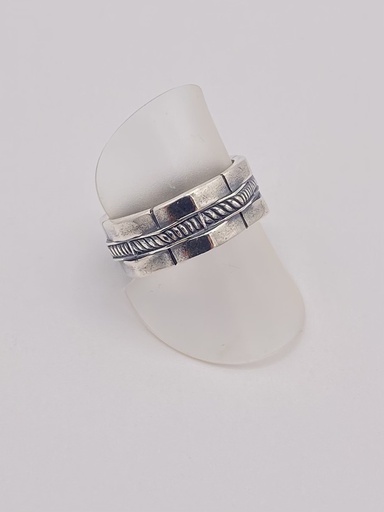 Bague argent hexagonale et corde