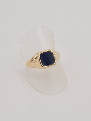 Bague plaqué or chevalière imitation onyx