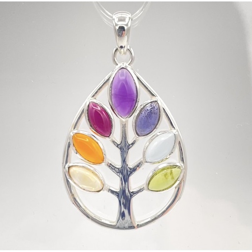 Pendentif arbre pierres chakra