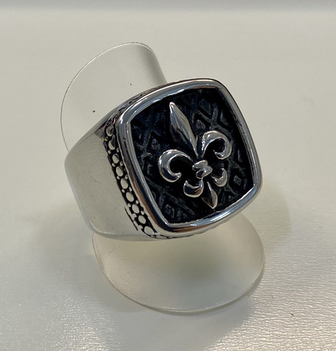 Bague acier fleur de lys