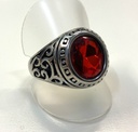 Bague acier et strass rouge volutes