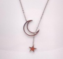 Collier acier lune et étoile