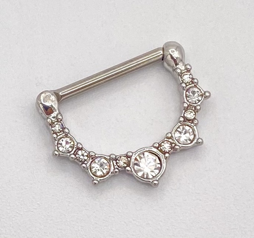 Piercing téton clicker multi-strass ronds