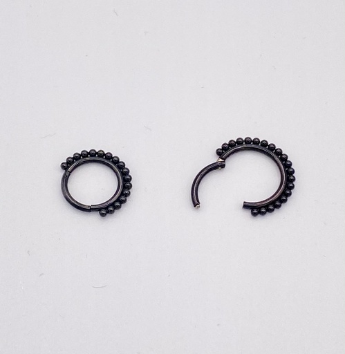 Anneau à charnière acier noir multi-perles 1.2mm