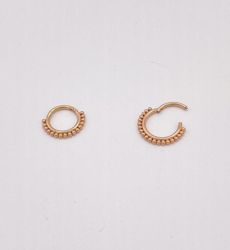 Anneau à charnière acier or rose multi-perles 1.2mm