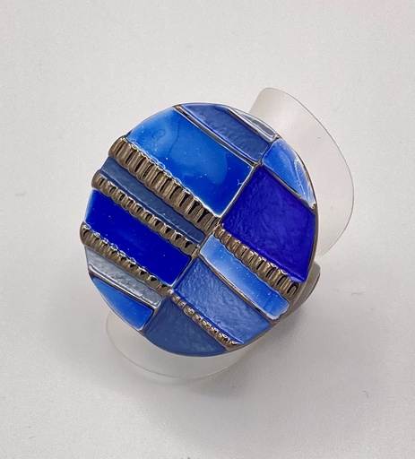 Bague fantaisie ronde camaïeu de bleu