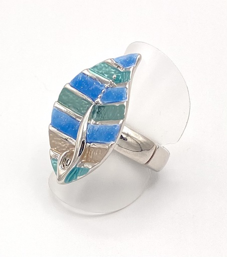 Bague fantaisie feuille bleue