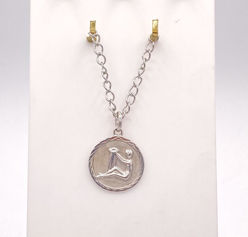 Pendentif verseau zodiaque rond argent