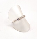 Bague argent anneau perlé cartouche 8 strass