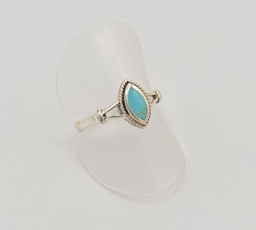 Bague argent turquoise allongée anneau bambou