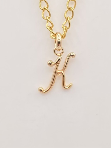 Pendentif K manuscrit plaqué or