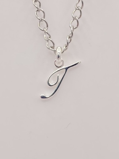 Pendentif T manuscrit argent