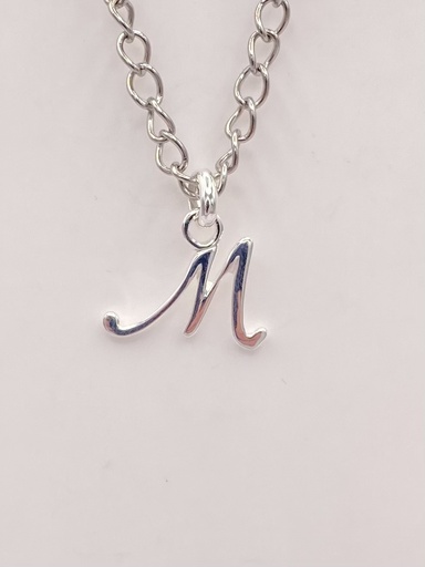 Pendentif M manuscrit argent