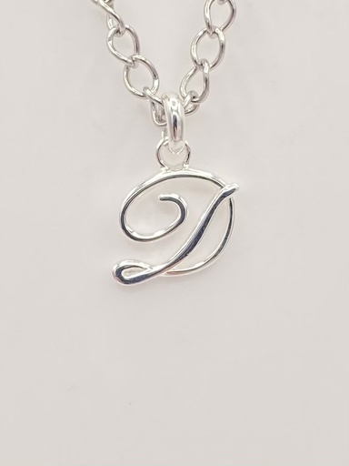 Pendentif D manuscrit argent